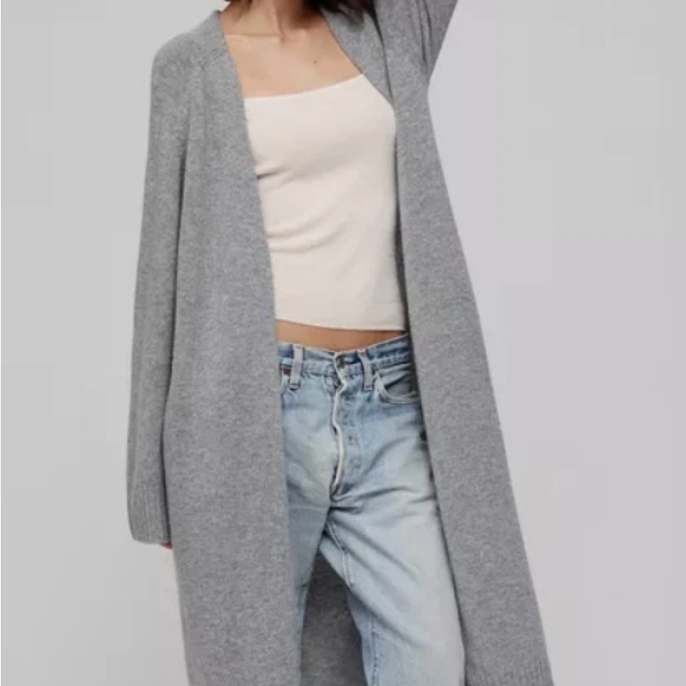 NakedCashmere Gray Makena Longline 100% Cashmere Cardigan Sweater